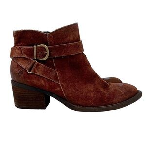 Born Binghamton Suede Leather Distressed Moto Ankle Comfort Boots Size 9.5